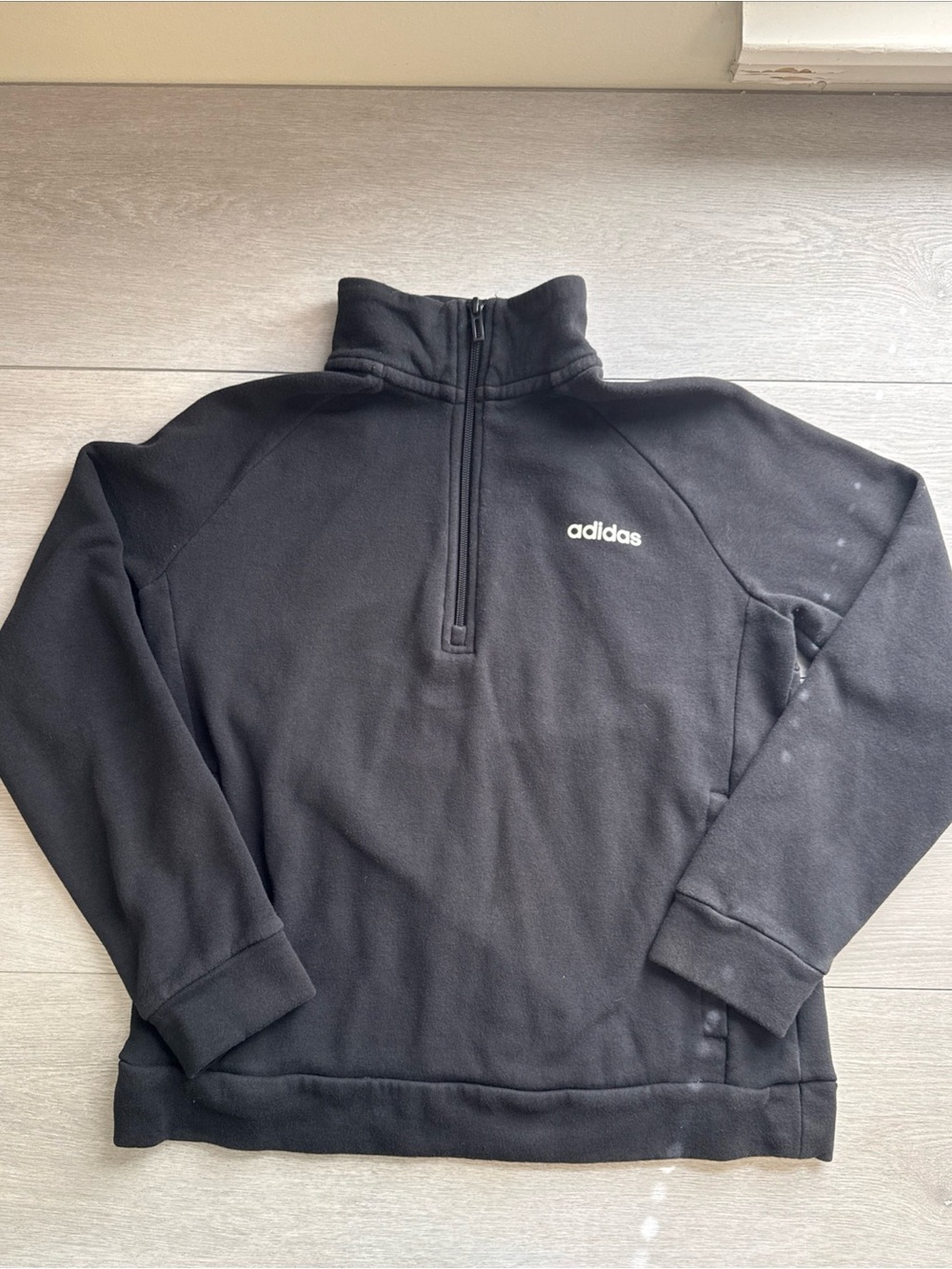 adidas Black Branded 1/4 zip Pullover sweatshirt
